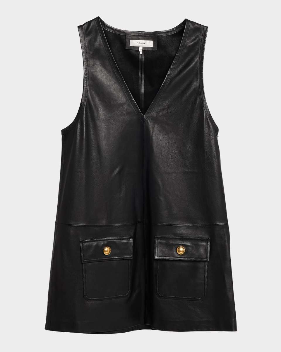 Leather Pinafore Mini Dress